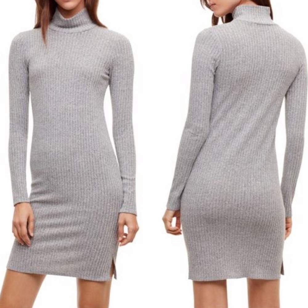Wilfred Free Mariel Mock Neck Grey Sweater Dress